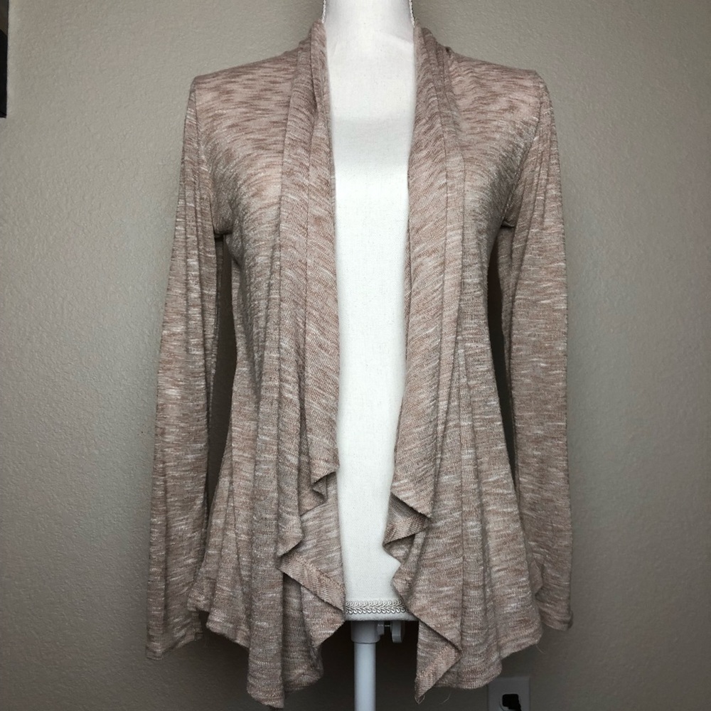 Draped Open Front Long Sleeve Cardigan